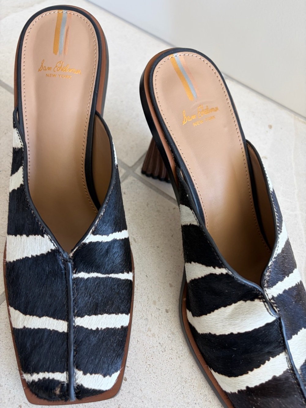 Sam Edelman Zebra-Print Mule Heels - Black & White - Picture 3 of 4